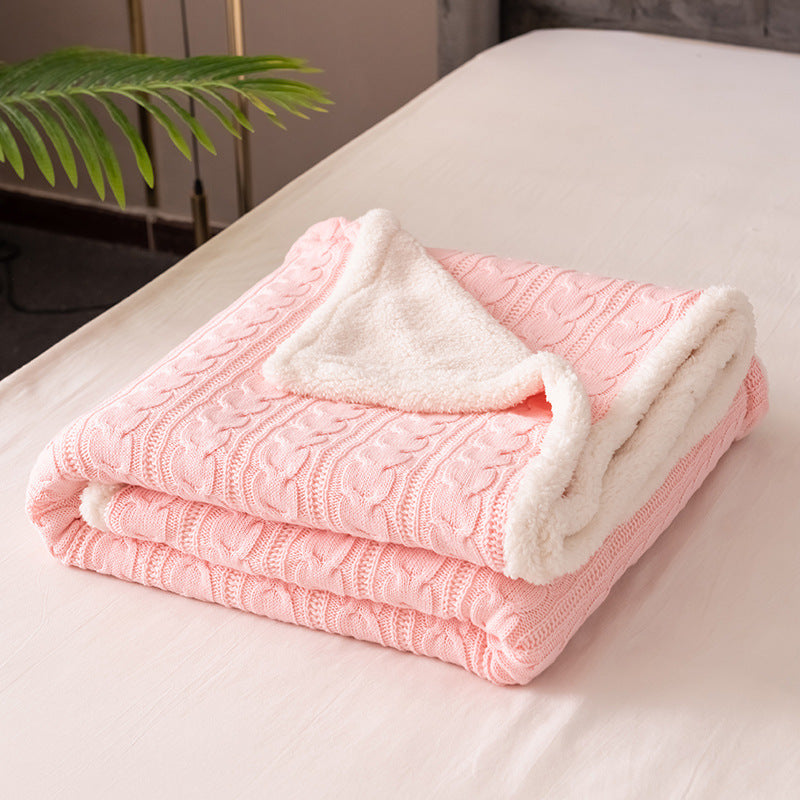 Cozy Cable Knit Sherpa Throw Blanket Two Textures For Sofa Cuddlers Ultimate Warmth
