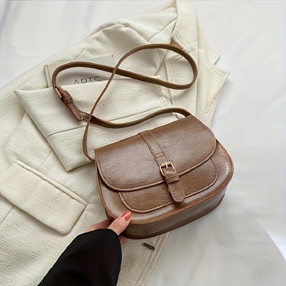 TrendAura Michele Crossbody Bag - Vegan Leather With Adjustable Strap And Buckle Closure