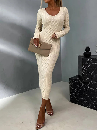 Beatrix | Elegant knitted dress with lace back for women