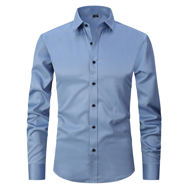 Allen – Long-sleeved slim men's shirt in solid stretch