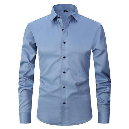 Allen – Long-sleeved slim men's shirt in solid stretch