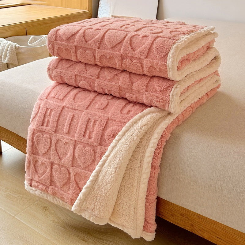 Embossed Sherpa Blanket Plush Reversible Design Ultra Soft Cozy Throw For Living Room And Bedroom