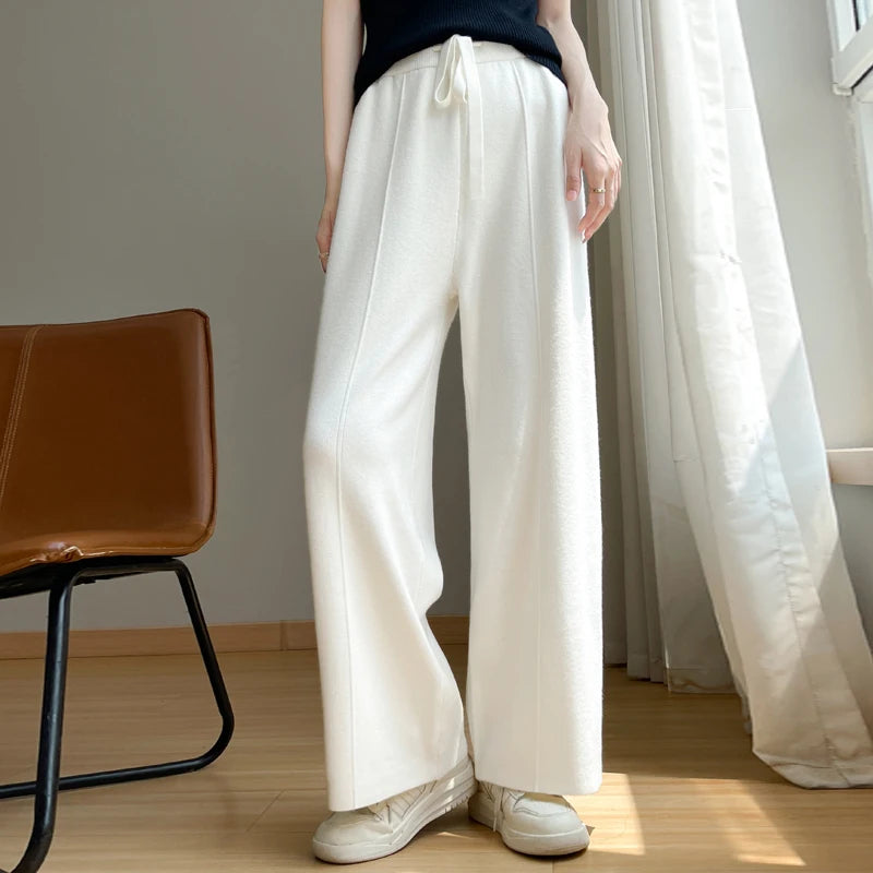 Clara Cashmere Relaxed Wide-Leg Pants for Women Luxurious Warmth and Comfort Ideal for Home or Streetwear