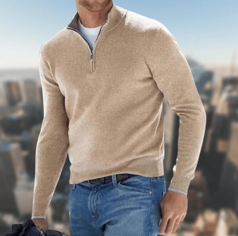 Half Zip Knit Sweater Unisex Effortless Comfort With Loose Fit For Everyday And Travel