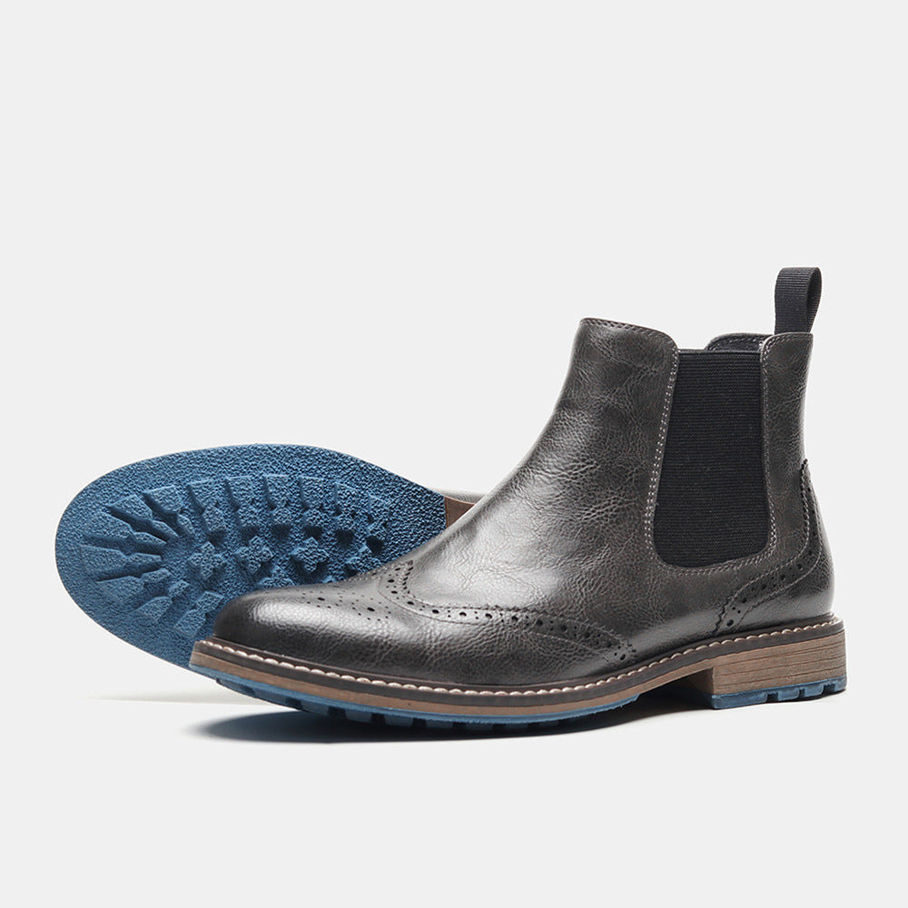 Leather Chelsea Boots For Men With Elastic Sides And Brogue Details For Timeless Versatile Style