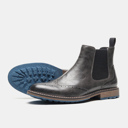 Leather Chelsea Boots For Men With Elastic Sides And Brogue Details For Timeless Versatile Style