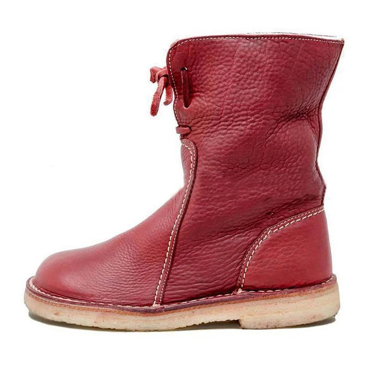 Velinova™ | Women’s Retro Plush Lace-Up Snow Boots