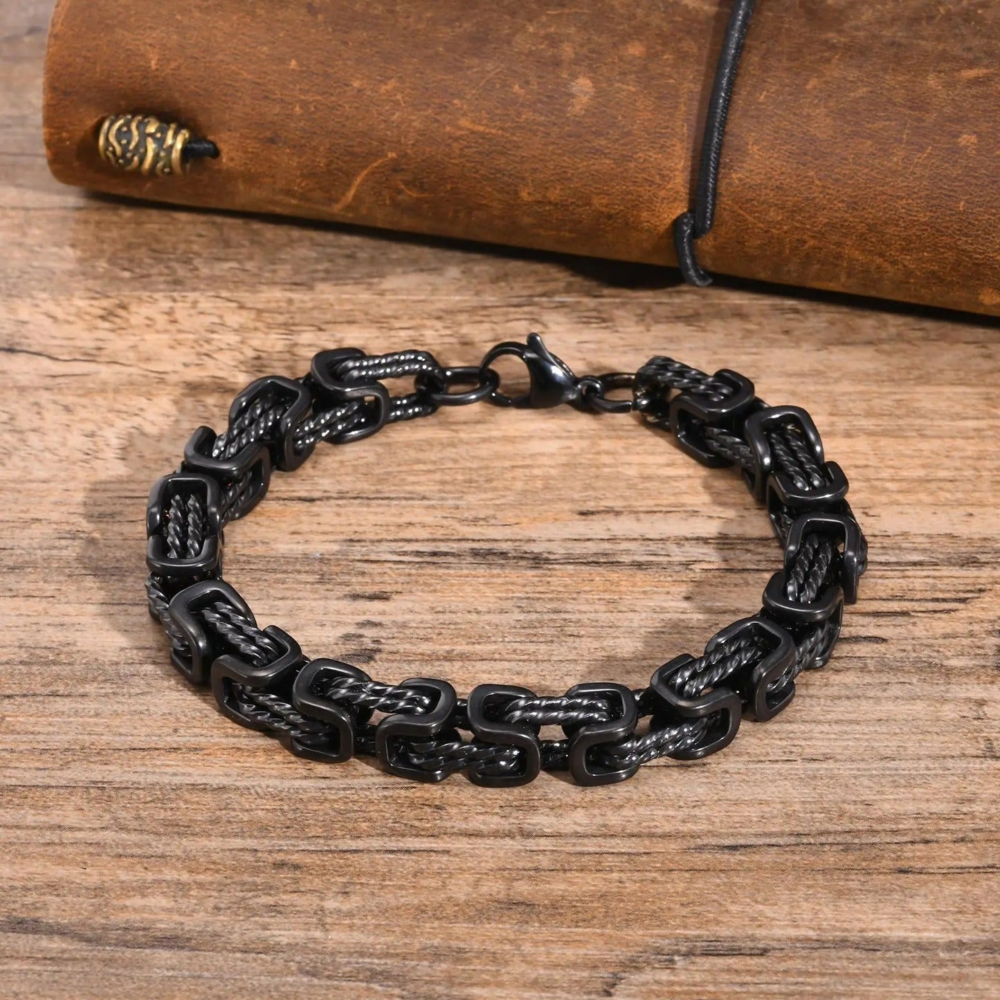 Mens Thick Bracelet With Bold Woven Texture For Timeless Style And Everyday Wear