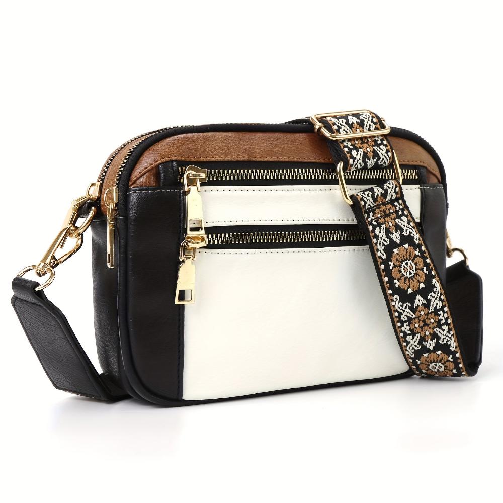 TrendAura Christine Crossbody Shoulder Bag - Vegan Leather Compact Organizer With Multiple Zippers