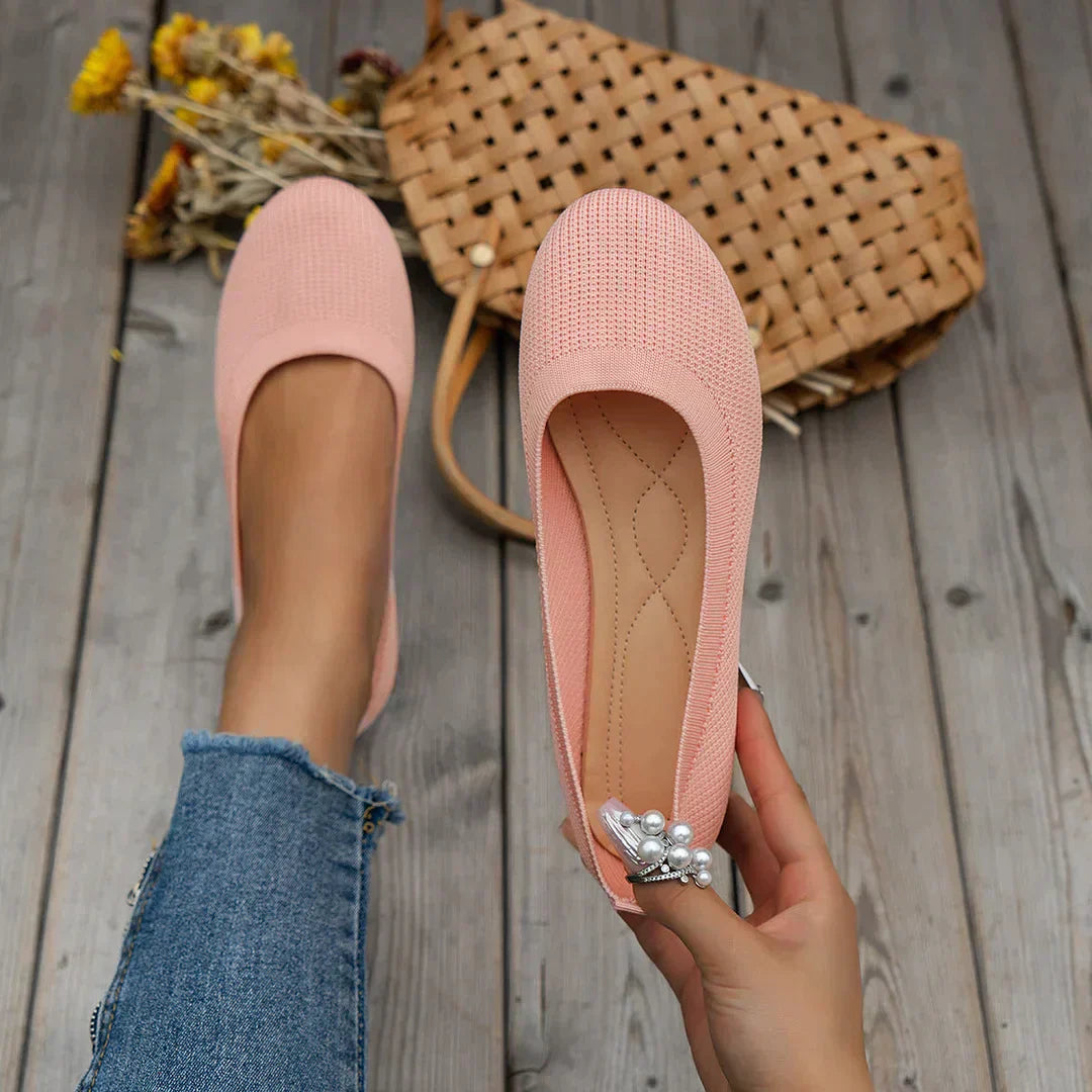 Beatrix Lisa Breathable Knit Flats For Women All Day Comfort Snug Fit For Everyday Use At Home