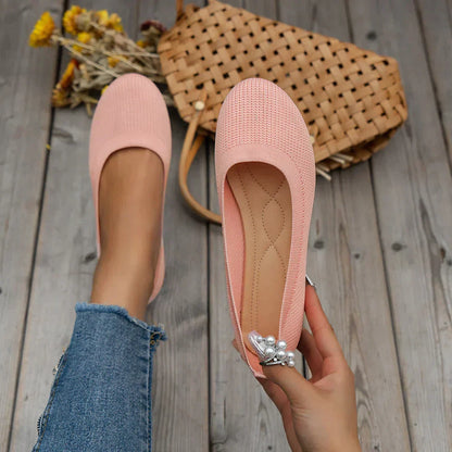 Beatrix Lisa Breathable Knit Flats For Women All Day Comfort Snug Fit For Everyday Use At Home