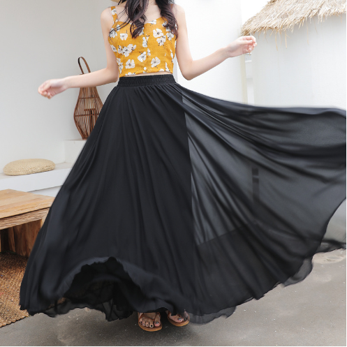 Ingrid Long Chiffon Skirt For Women Elegant Flowing Fabric Versatile For Every Occasion