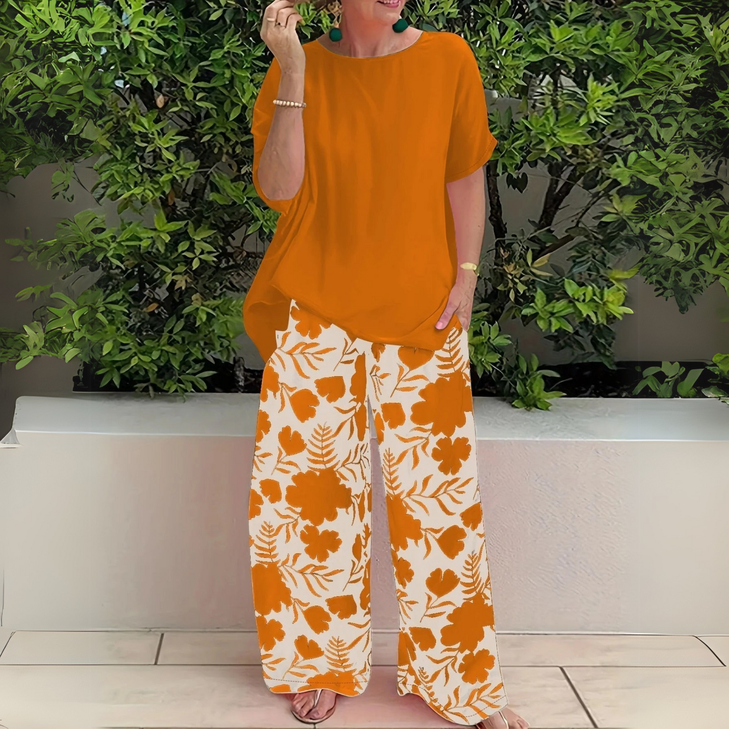Women's Two-Piece Set with Coordinating Top and Bottom