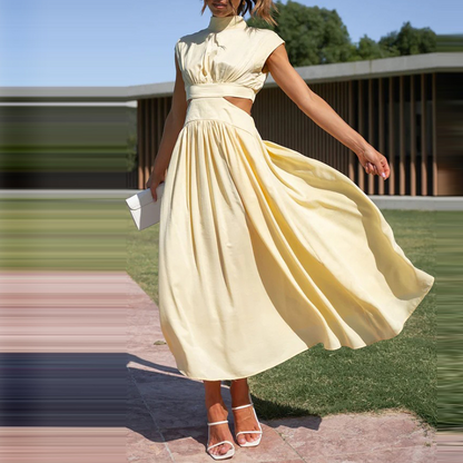 Juli Elegant Summer Maxi Dress for Women High Waist Breathable Cotton Blend Comfort and Style