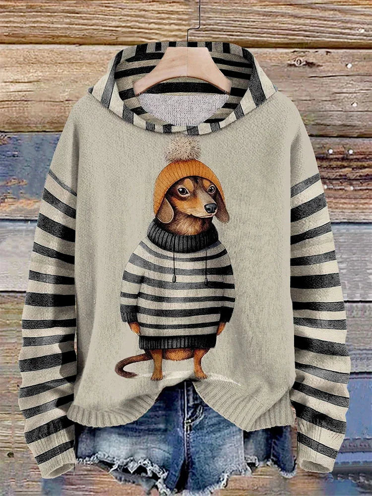 Women’s Striped Dog Hoodie | Casual