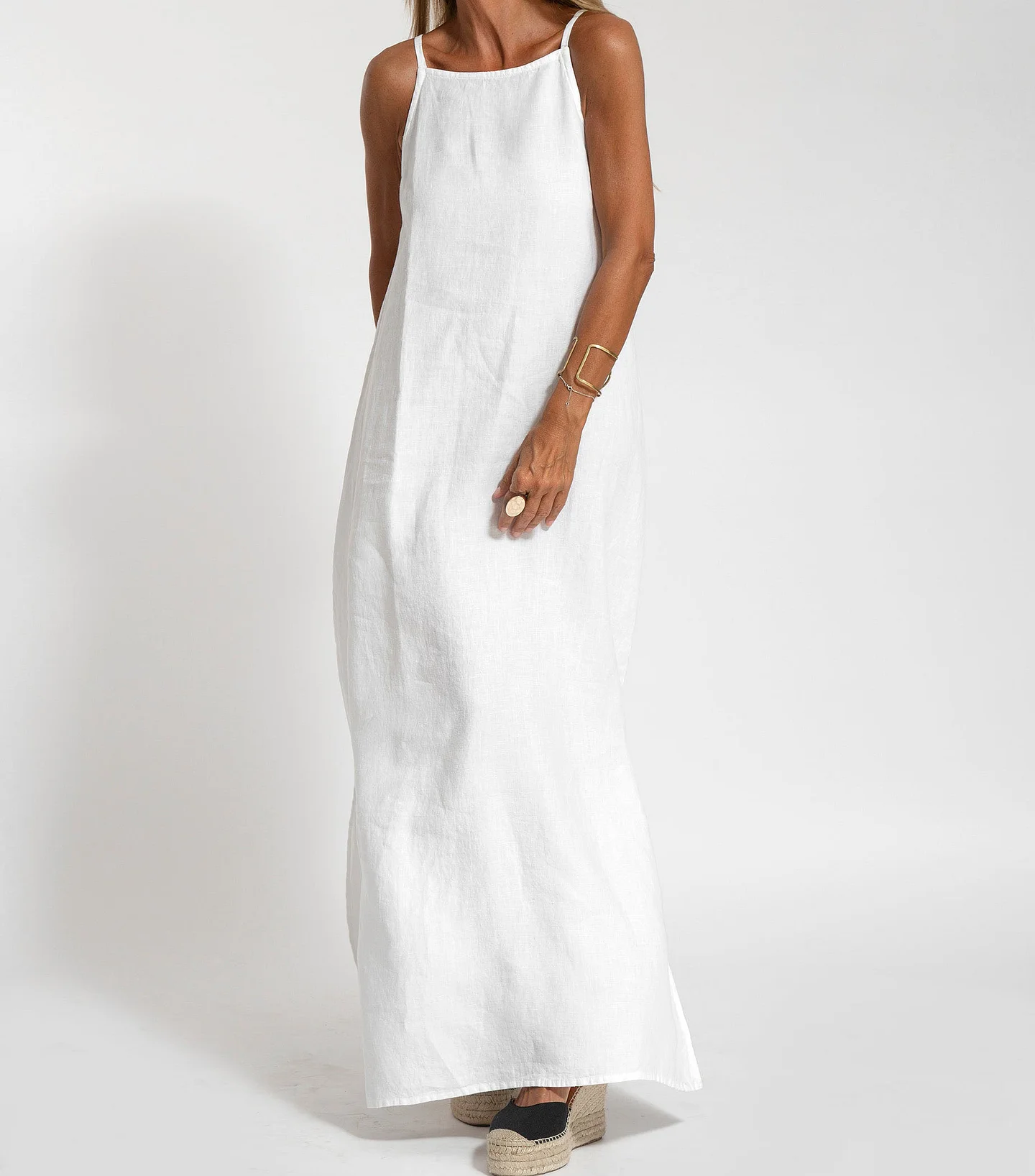 Airy Sleeveless Maxi Dress Women Halter Neck Ankle Length With Side Slits Effortless Lightweight