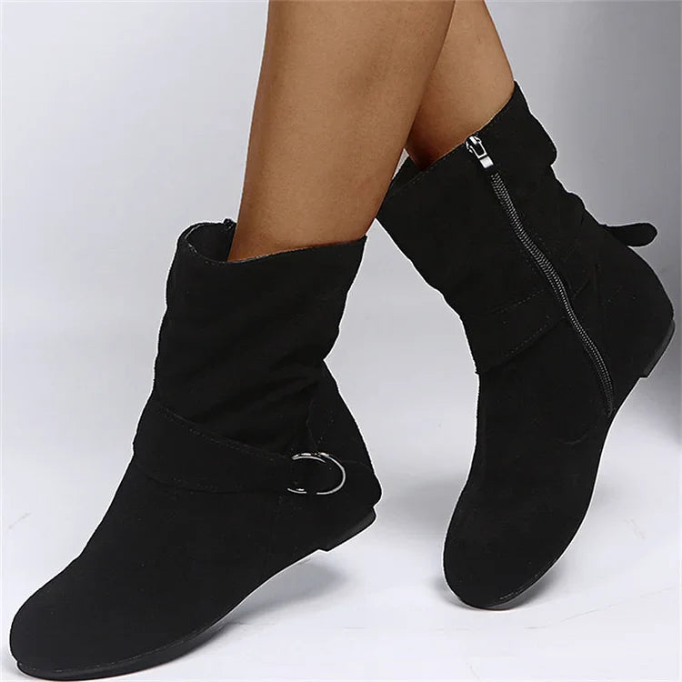 Velora™ | Zipper Chunky Ankle Heels Retro Boots