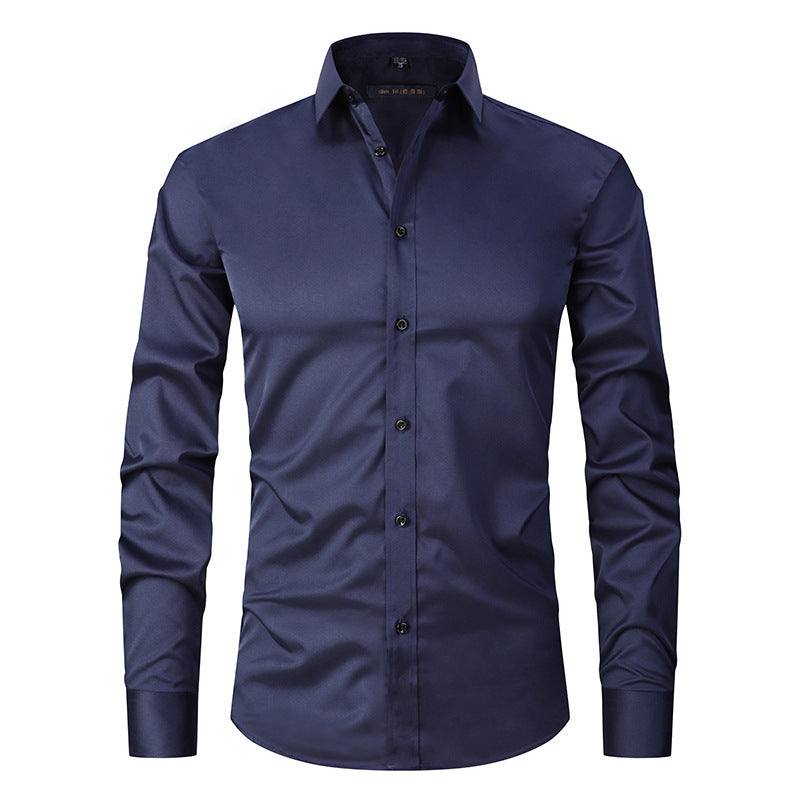 Allen – Long-sleeved slim men's shirt in solid stretch