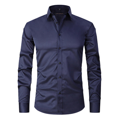 Allen – Long-sleeved slim men's shirt in solid stretch