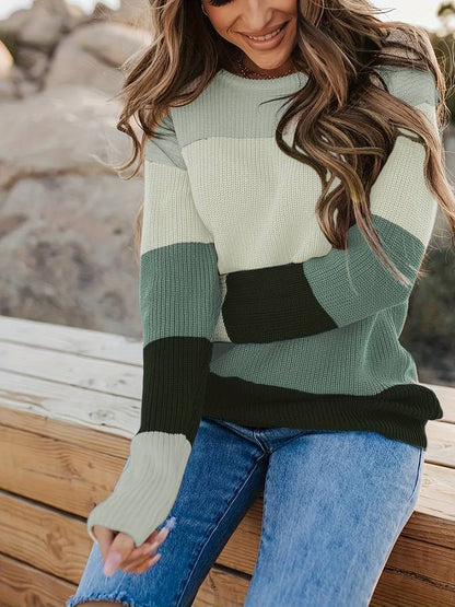 Naina Striped Knit Sweater For Women Cozy Warm Knitwear For Office And Casual Wear