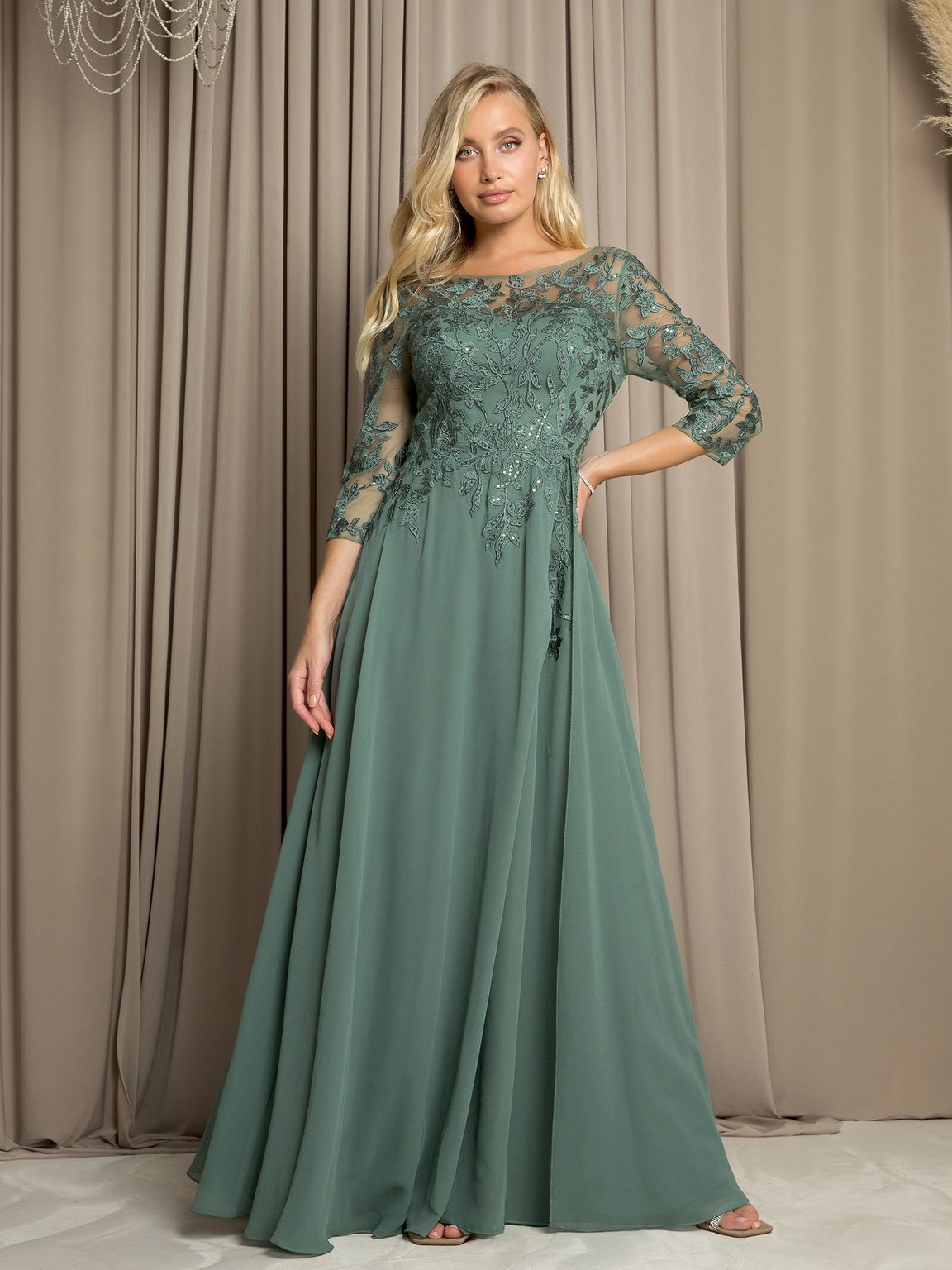 Eva Fashion 5258 Long A Line Mother of the Bride Formal Dress