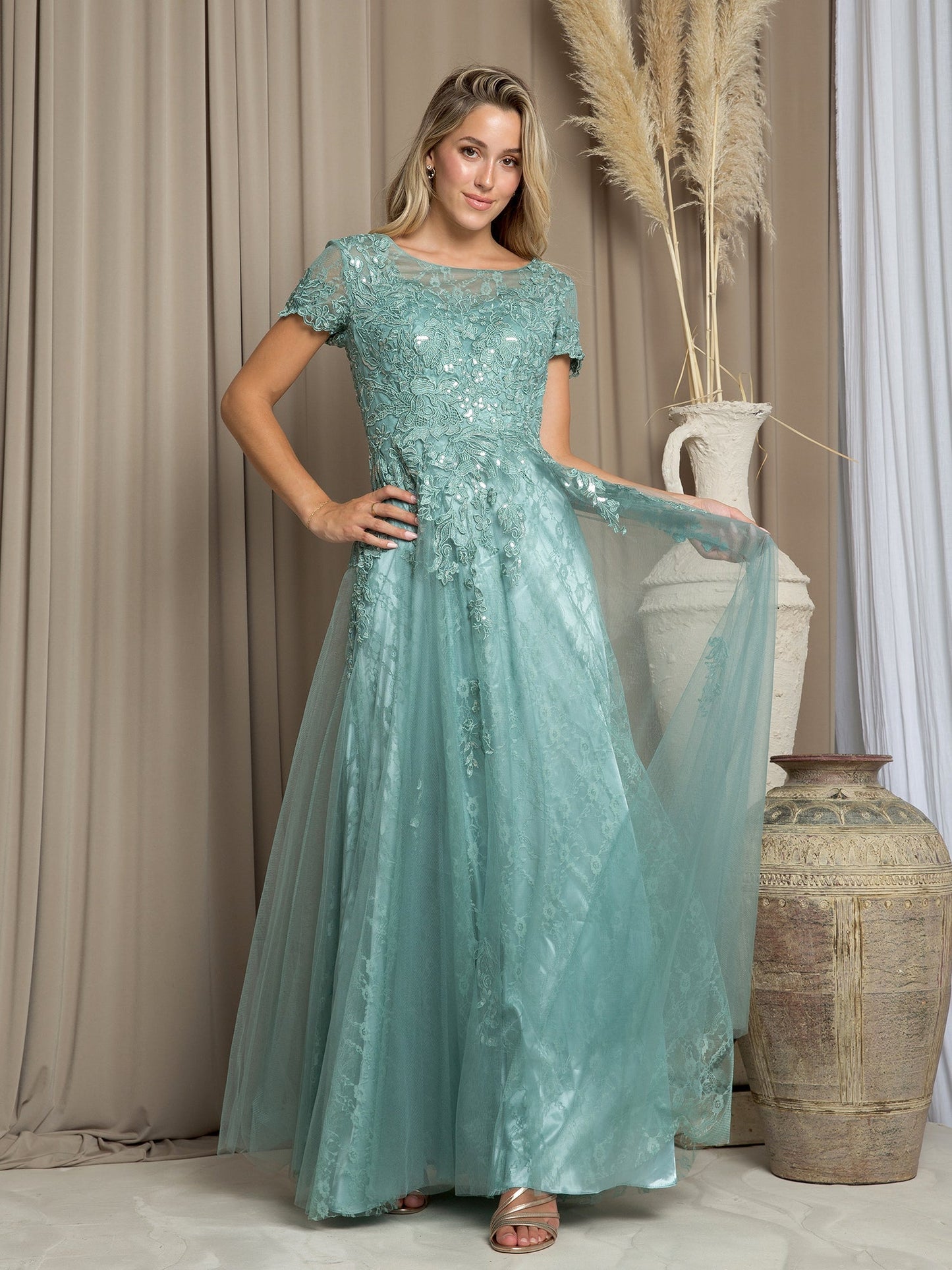 Eva Fashion 5261 Long Formal Mother of the Bride A Line Dress