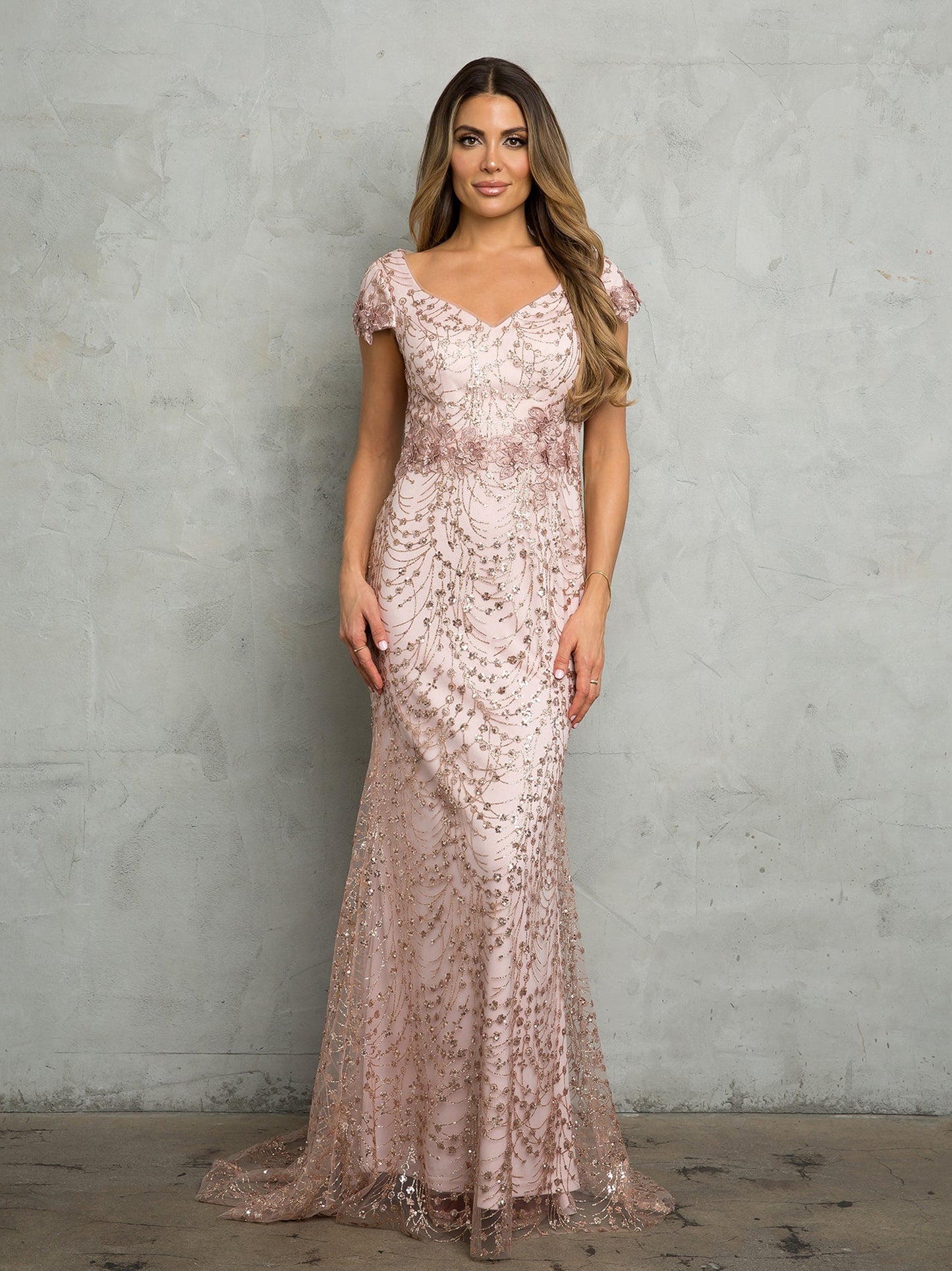 Eva Fashion 5266 Long Formal Glitter Applique Evening Dress