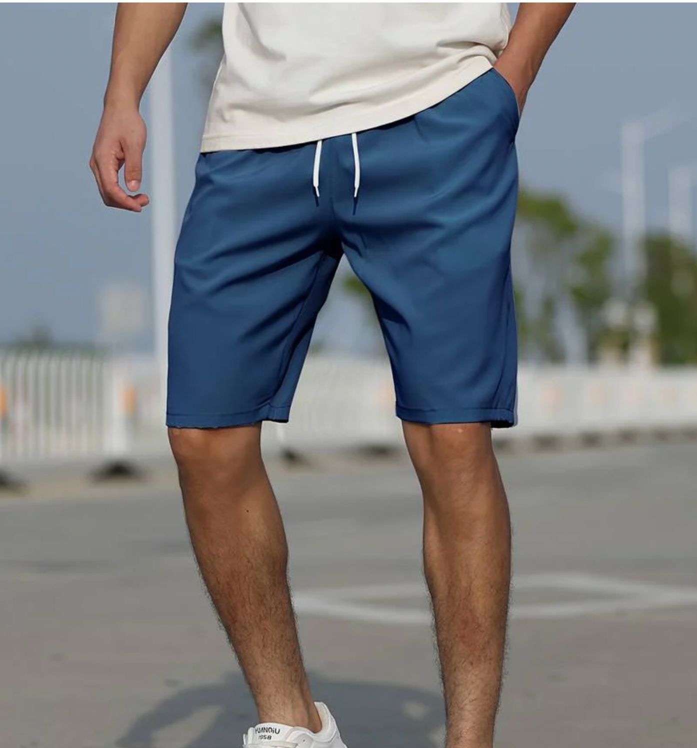 Men's Mint Green Quick Dry Swim Shorts With Elastic Waist Regular Fit Mid Thigh Length For Beach And Pool