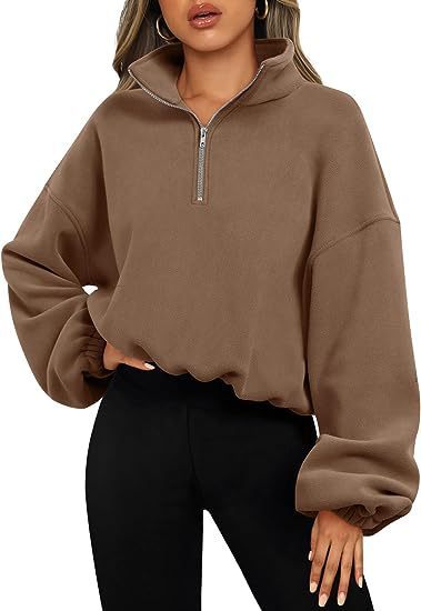 Women's sweatshirt with half-zip and stand-up collar