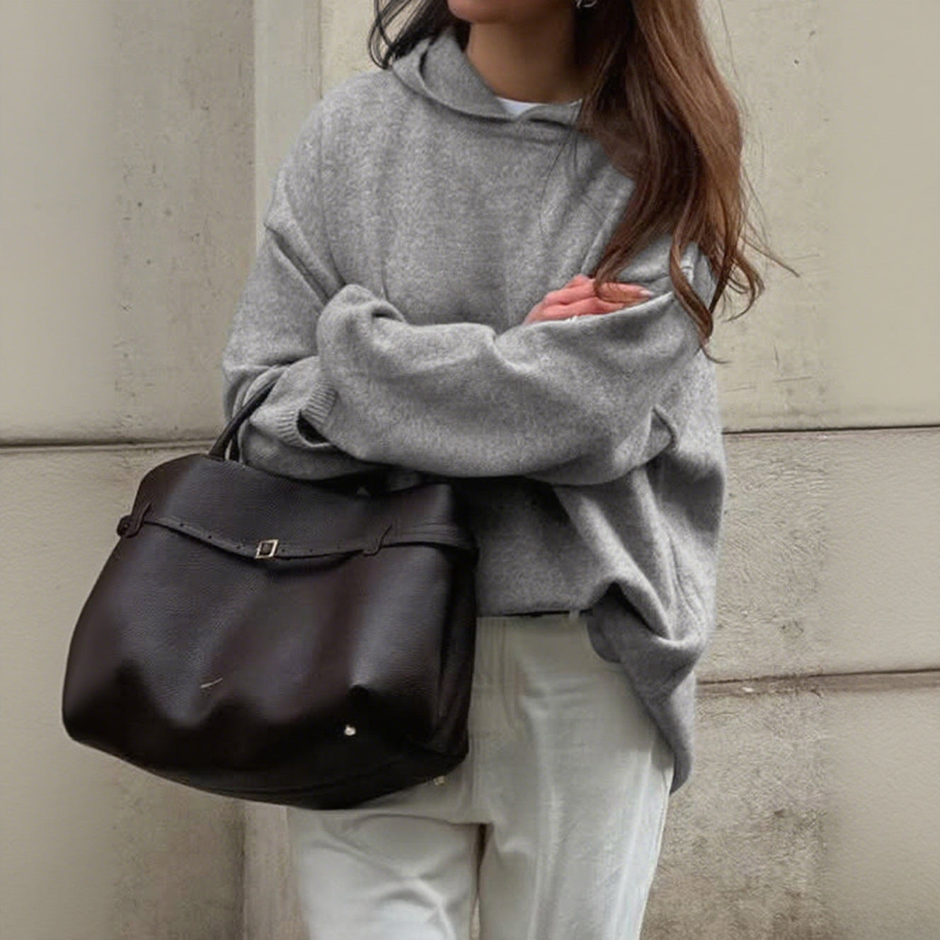 Oversize Knit Sweater For Women Crew Neck Soft Cozy Comfort Casual Everyday Warm All Day
