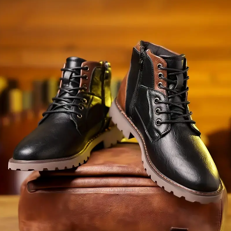 Mens Leather Boots Classic Durable Premium Leather Rugged Comfort For Men Versatile Work And Casual