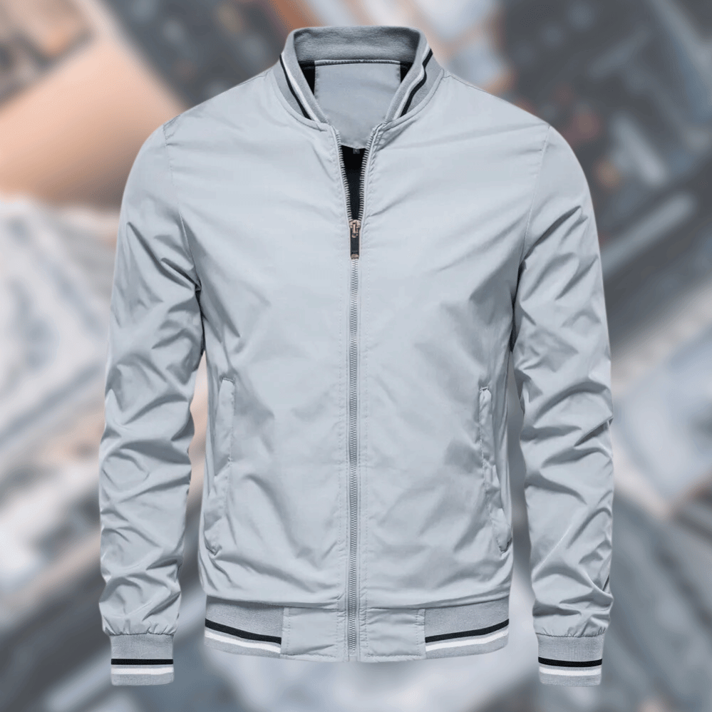 Julian Bomber Jacket by TrendAura Water Resistant Zip Up with Stand Collar and Ribbed Cuffs