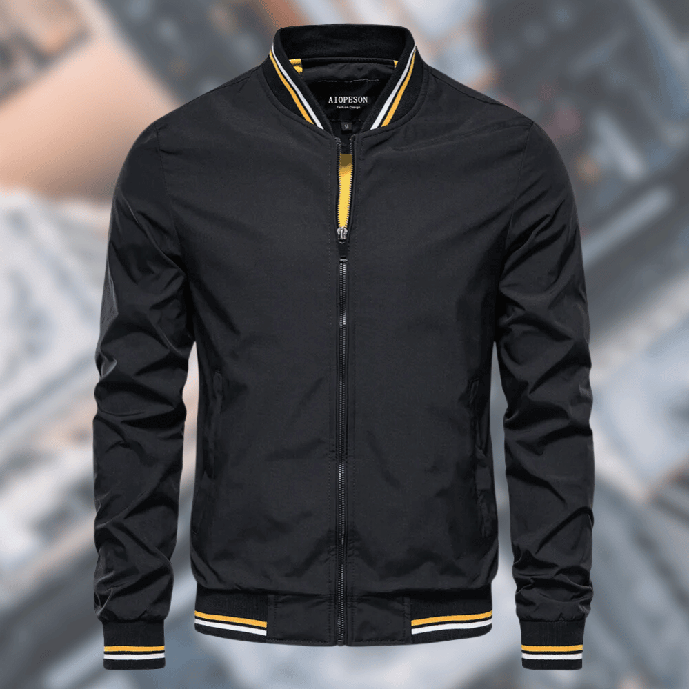 Julian Bomber Jacket by TrendAura Water Resistant Zip Up with Stand Collar and Ribbed Cuffs