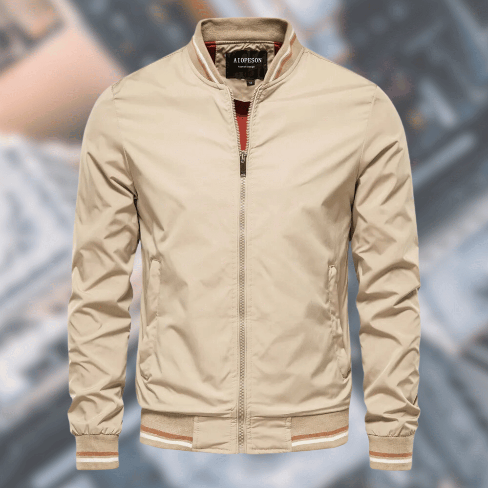 Julian Bomber Jacket by TrendAura Water Resistant Zip Up with Stand Collar and Ribbed Cuffs