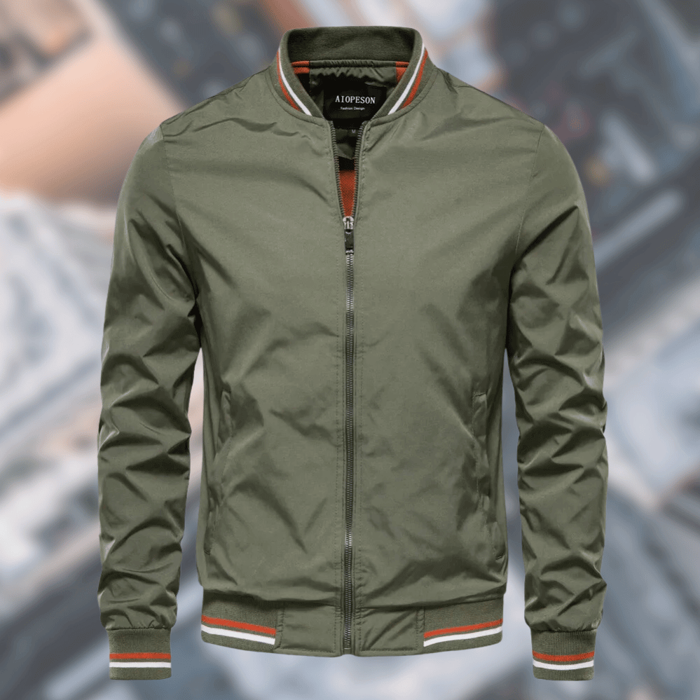Julian Bomber Jacket by TrendAura Water Resistant Zip Up with Stand Collar and Ribbed Cuffs