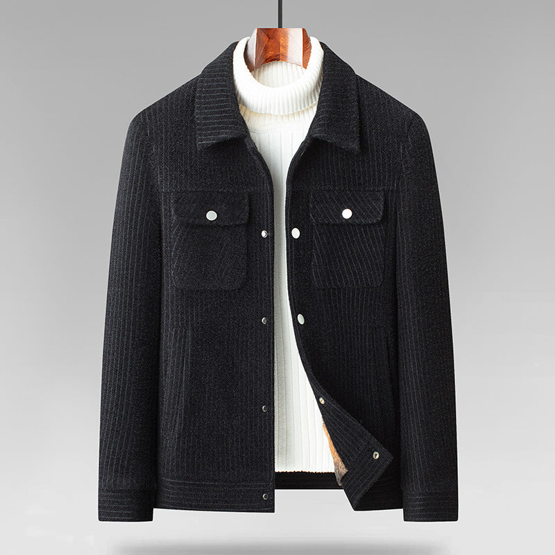 Men's Transitional Jacket With Shirt Collar And Button Placket For Smart Casual Comfort