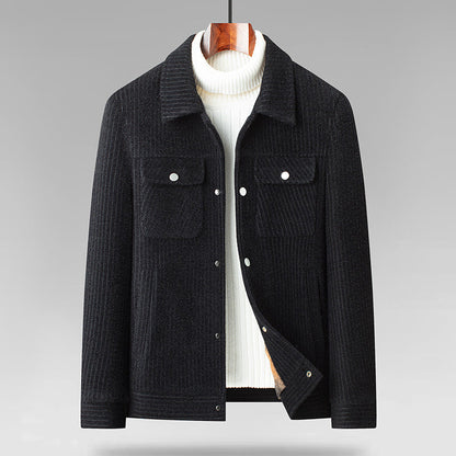 Men's Transitional Jacket With Shirt Collar And Button Placket For Smart Casual Comfort