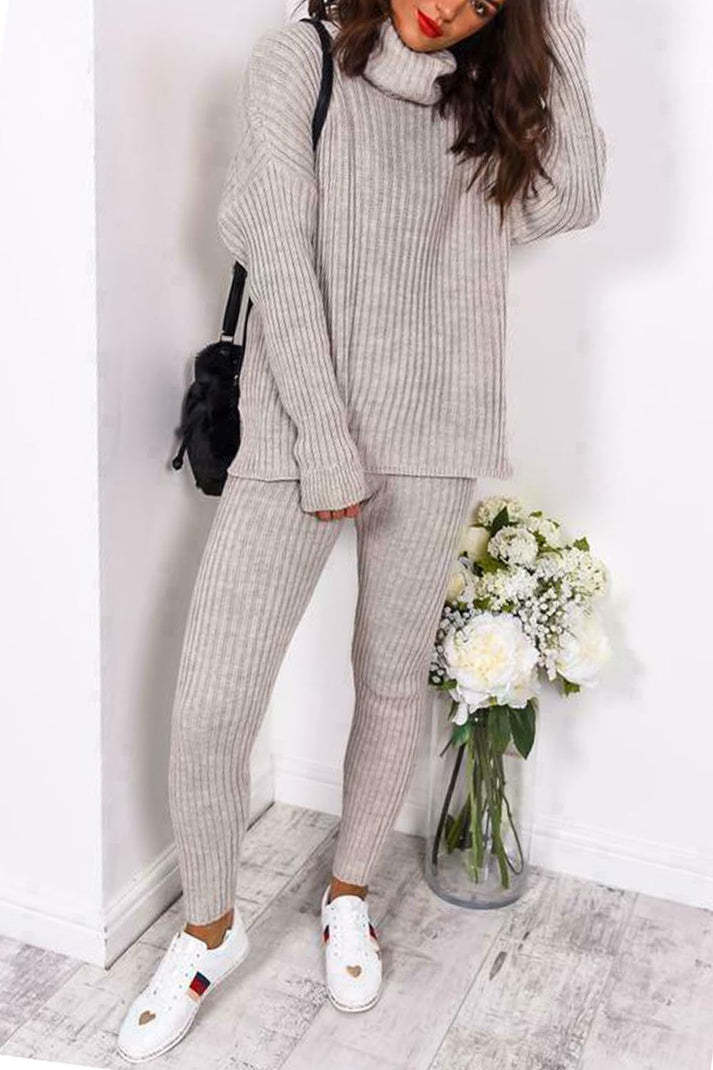 Loungewear Set For Women Super Soft Knit Fabric With Chunky Polo Collar Top And Matching Leggings For Ultimate Comfort