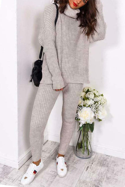 Loungewear Set For Women Super Soft Knit Fabric With Chunky Polo Collar Top And Matching Leggings For Ultimate Comfort
