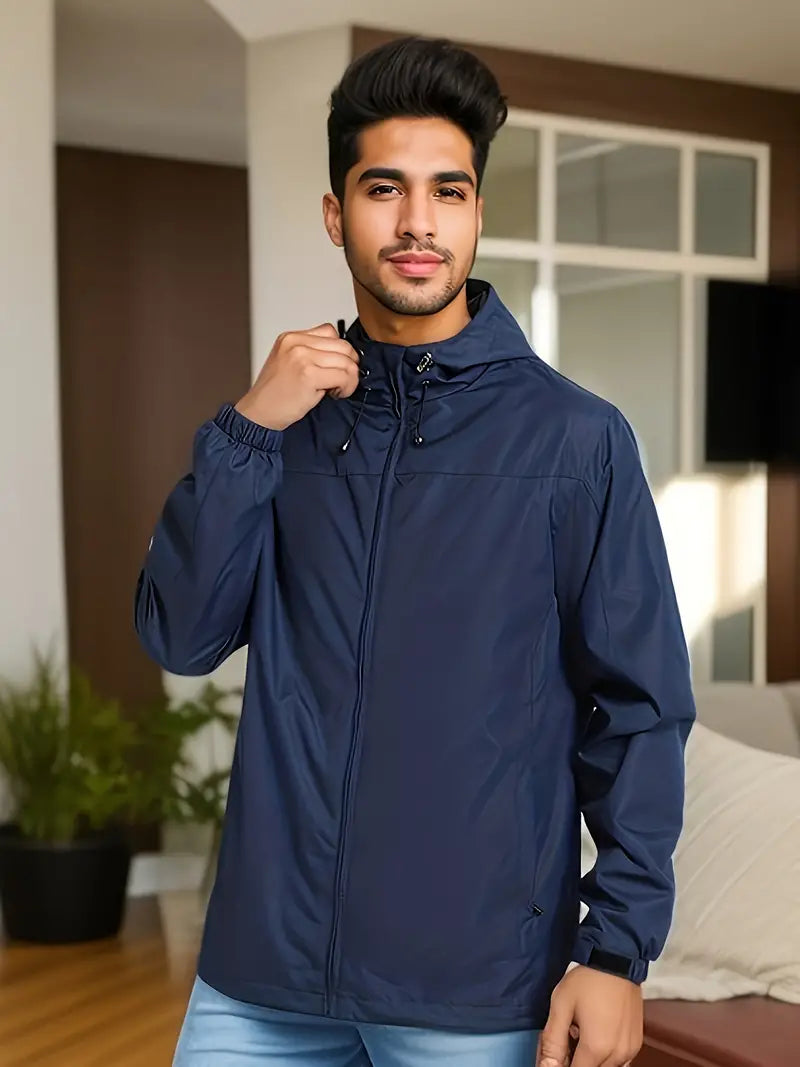Men's Stylish Winter Windbreaker With Hooded Design And Full Zip For All Weather Outdoor And City Wear