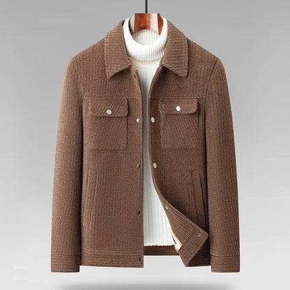 Men's Transitional Jacket With Shirt Collar And Button Placket For Smart Casual Comfort