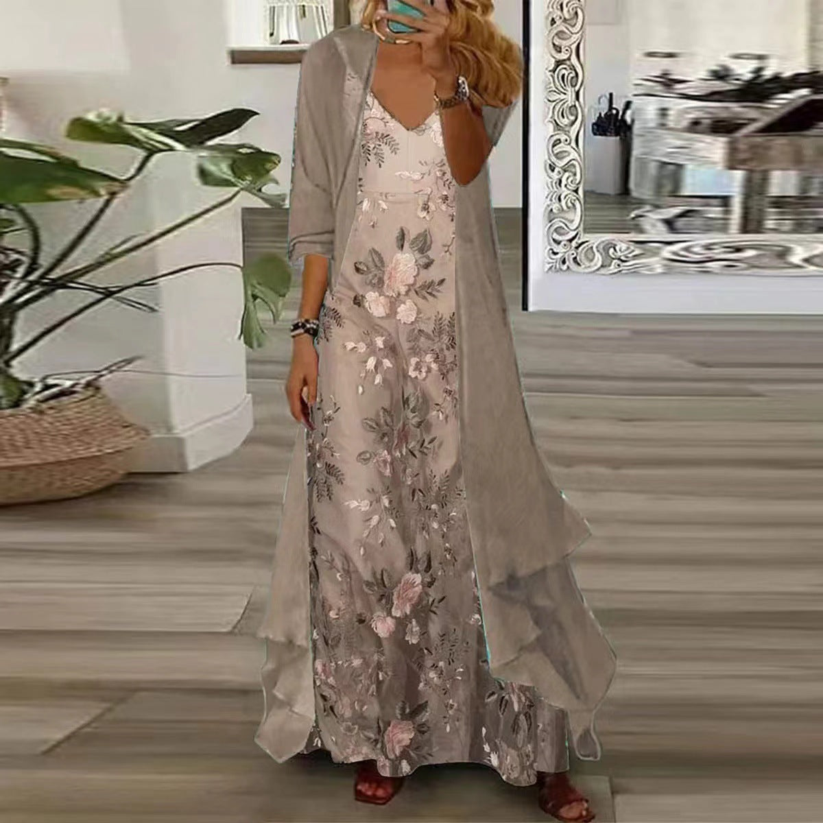 Aurélie | Long Flowing Dress with Floral Print