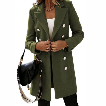 Double Breasted Long Coat With Lapel Collar For Autumn And Winter Elegant Polyester Fabric For Men And Women