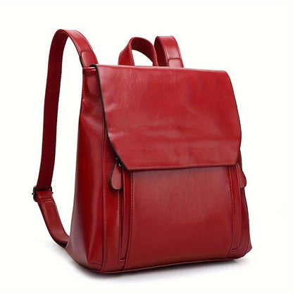 TrendAura Emily Vegan Leather Backpack - Sleek Structured Design With Adjustable Straps For Season Use And Flap Closure