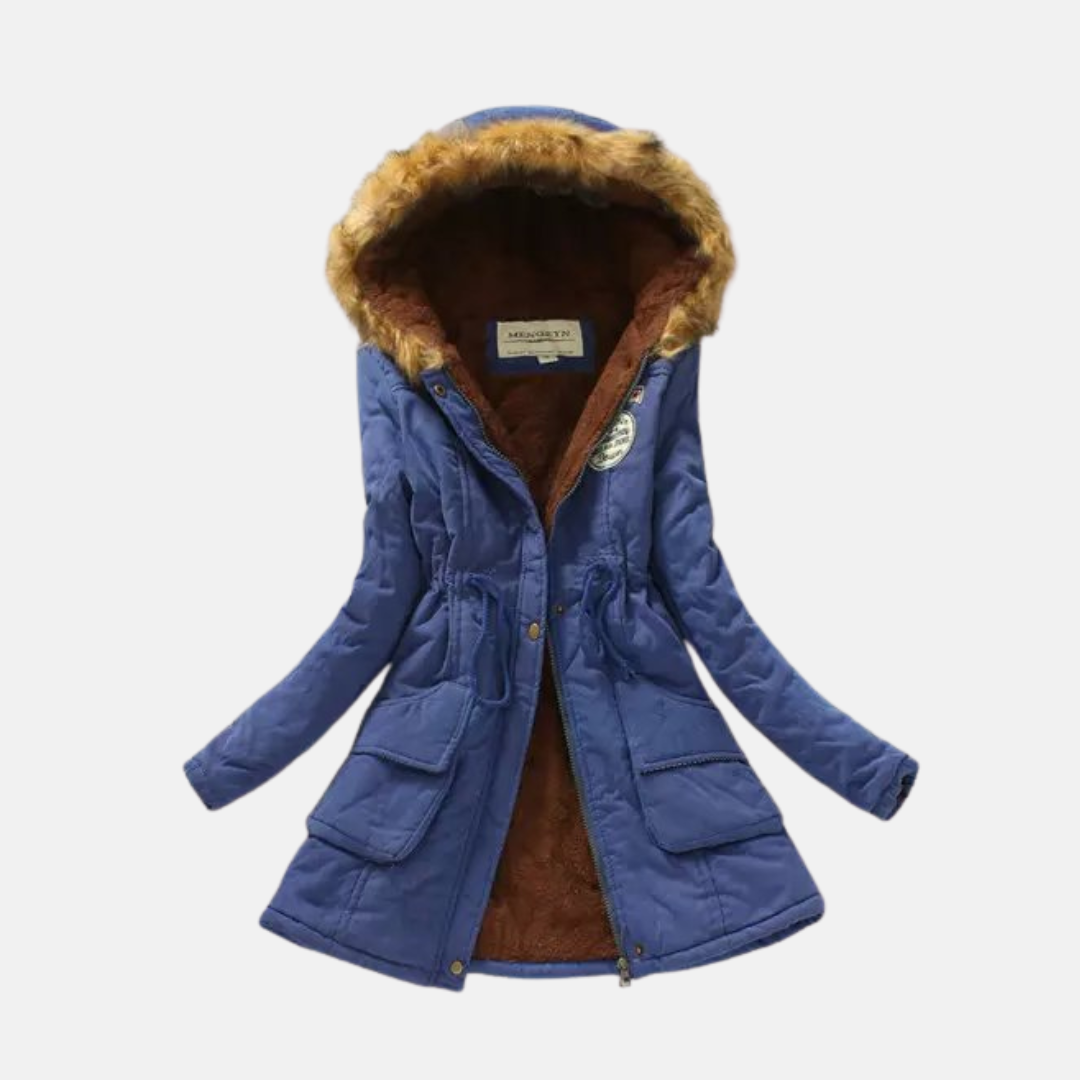 TrendAura Nordisk-Flair Women's Parka Coat With Sherpa Lining And Faux Fur Hood Drawstring Waist Pockets For Winter