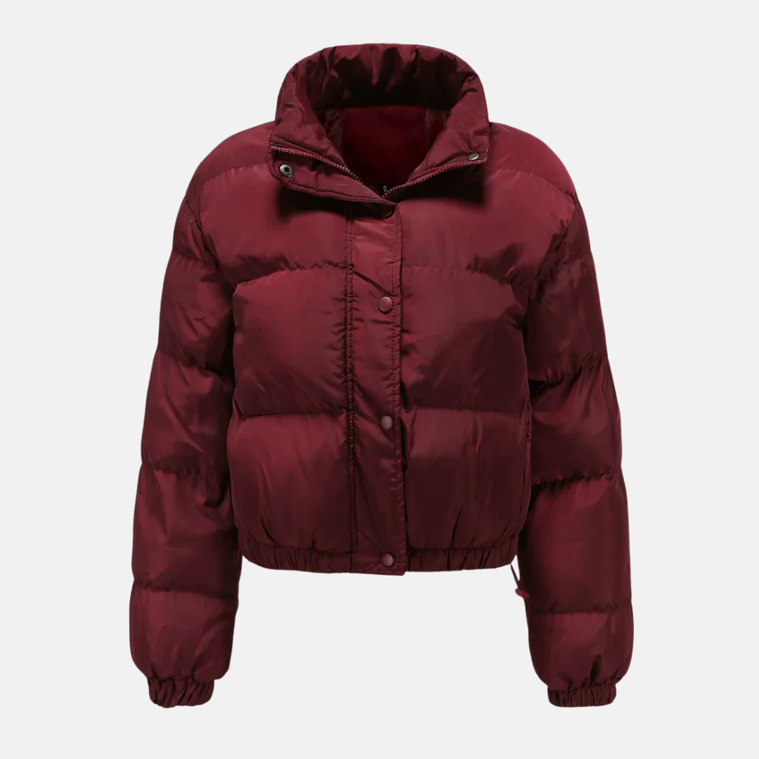 Women’s Puffer Jacket – Oversized Fit – Quilted Water-Resistant – Cropped Hem – Button Front
