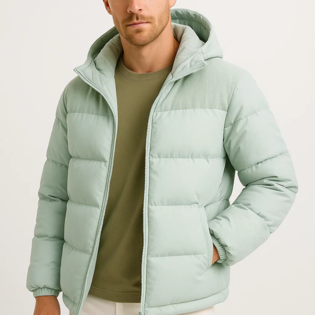 Trendy Men's Winter Puffer Jacket With Corduroy Texture And Insulated Warmth For All Winter Weather