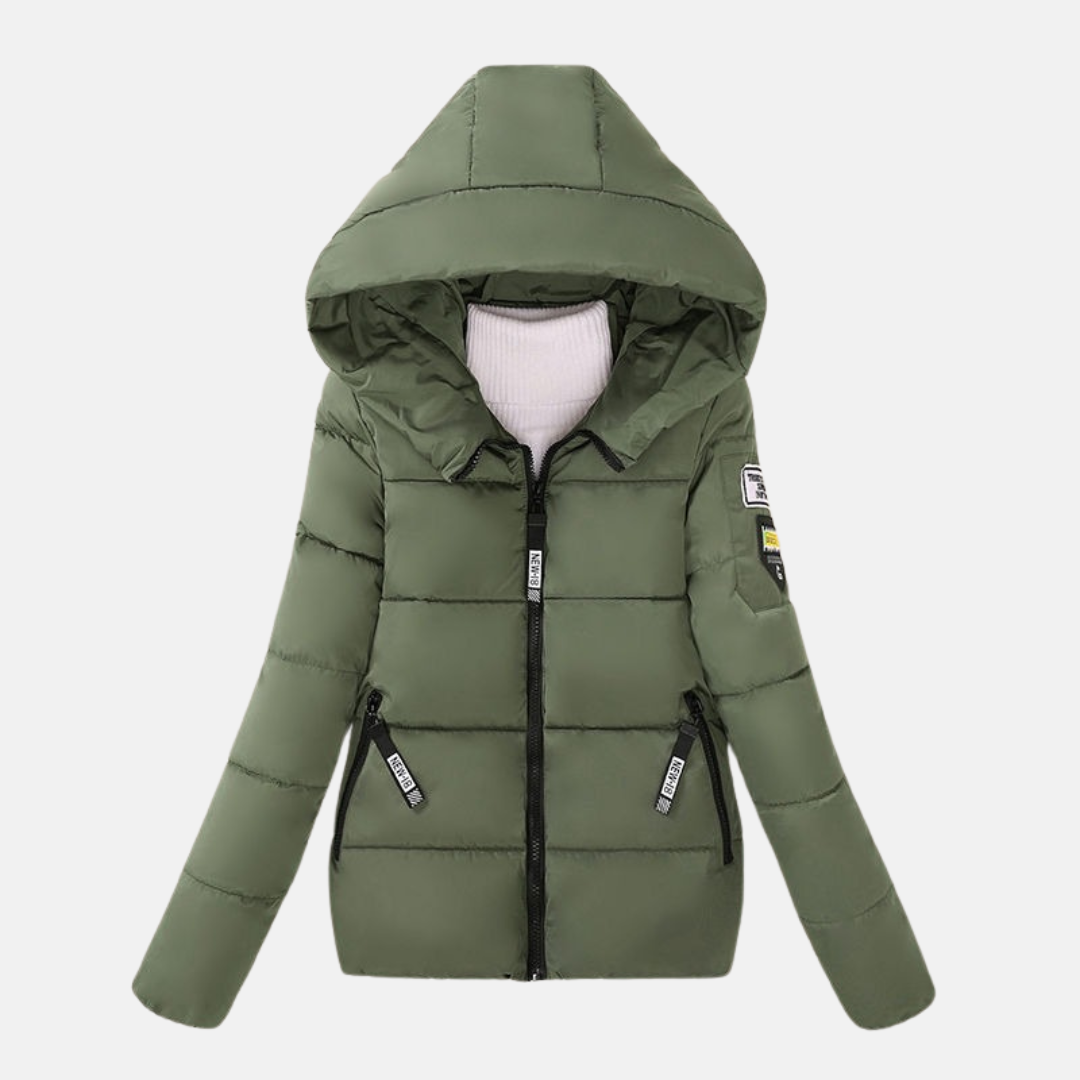 Women’s Quilted Padded Coat – Relaxed Fit – Hooded – Zipper Closure – Insulated Warmth