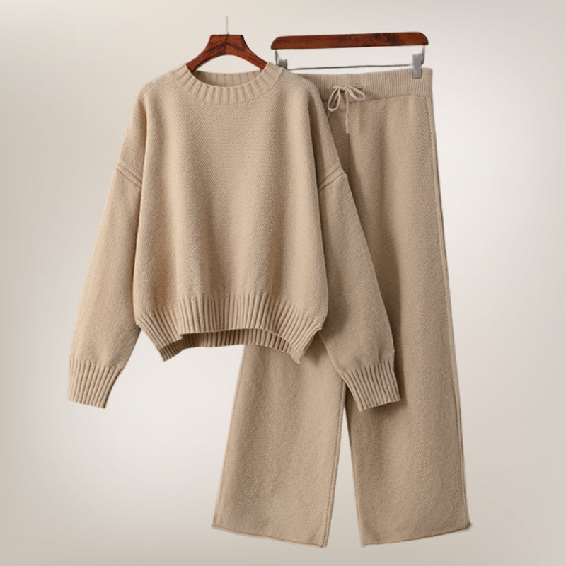 TrendAura Sophie Soft Breathable Knit Set for Women Relaxed Fit All Day Comfort Linen Cotton Blend
