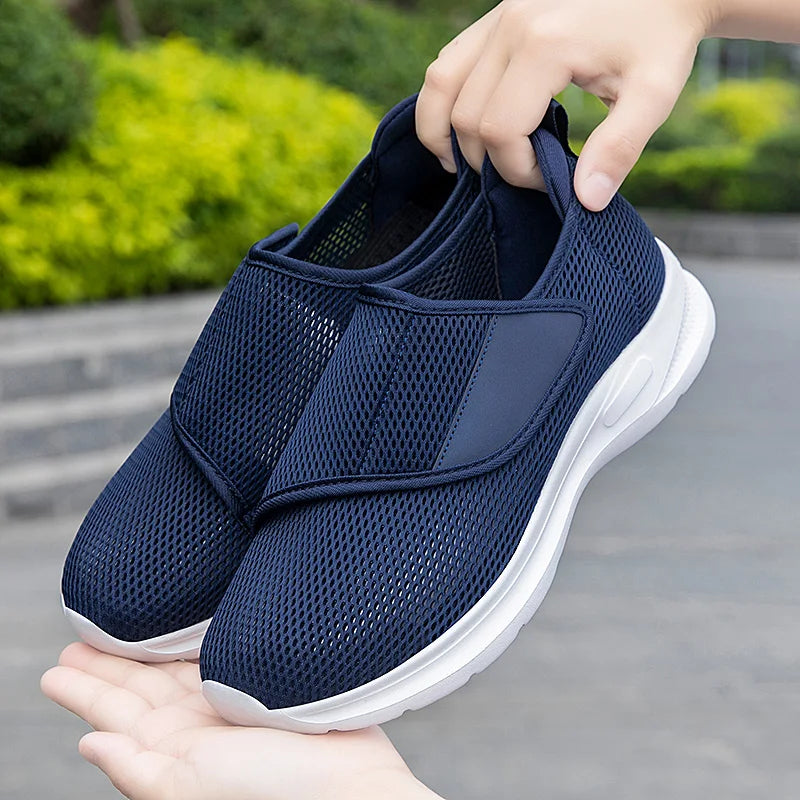 PARUSM Orthopedic Wide Fit Shoes For Swollen Feet And Diabetes Relief Breathable Mesh Adjustable Fit All Day Comfort